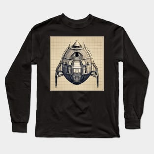 Retro Spaceship Design plan drawing Long Sleeve T-Shirt